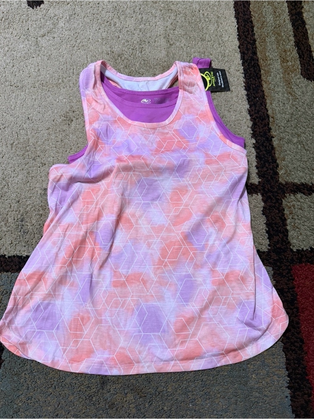 Athletic Women’s Tank Top - Purple Pink Tie-Dye